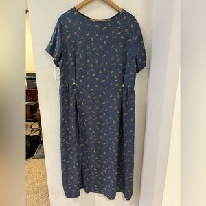 EDDIE BAUER BLUE FLORAL DRESS WOMEN'S SIZE XL